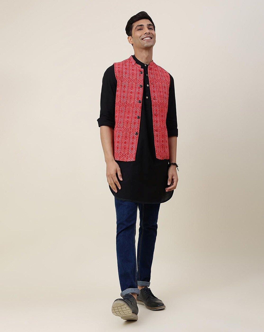 Buy Fabindia Natural Cotton Printed Nehru Jacket online