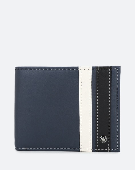 Buy Louis Philippe Men Blue Leather Bi-Fold Wallet Online at Low