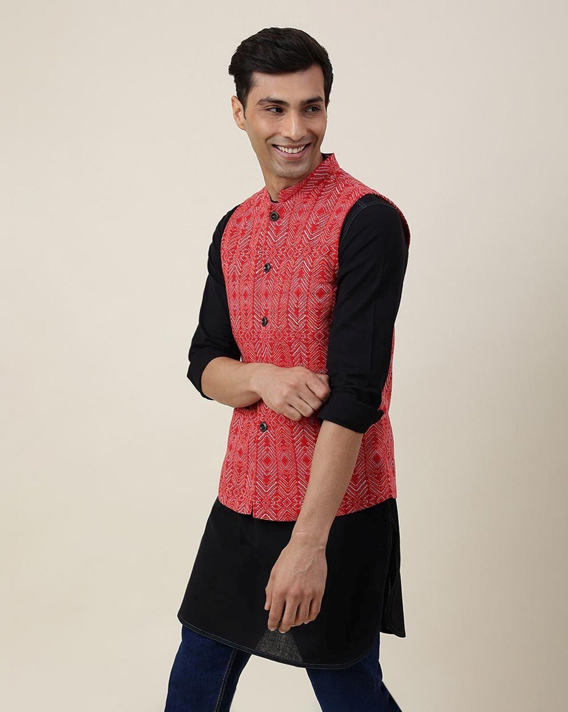 Buy Navy Cotton Nehru Jacket for Men Online at Fabindia | 10572666