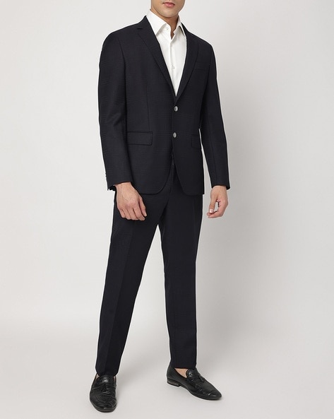 Two Button Black Slim Fit Suit - All Black Suits – Flex Suits