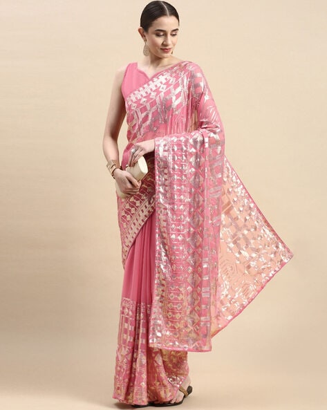 Buy trending designer Peach Color sequins saree at best price online –  Joshindia