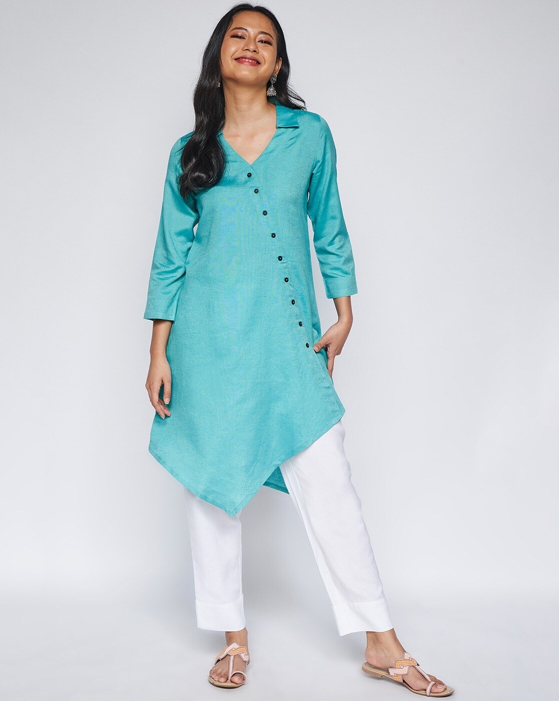 Buy Aqua blue Shirts, Tops & Tunic for Women by Global Desi Online