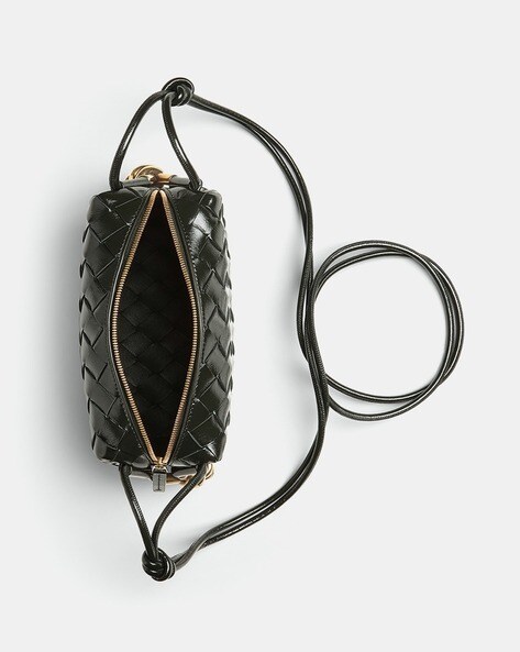 Bottega Veneta Loop Mini Intrecciato Leather Shoulder Bag - Off
