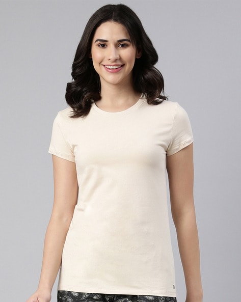 Buy Soft Beige Tops & Tshirts for Women by ENAMOR Online