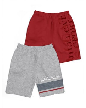 hellcat Pack of 2 Typographic Print Shorts with Elasticated Waist-picture-29