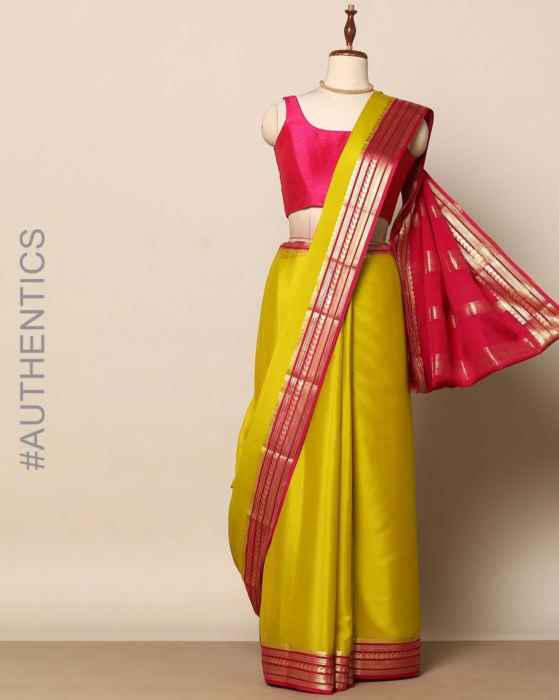 Buy Gold-Toned & Red Sarees for Women by Indie Picks Online | Ajio.com