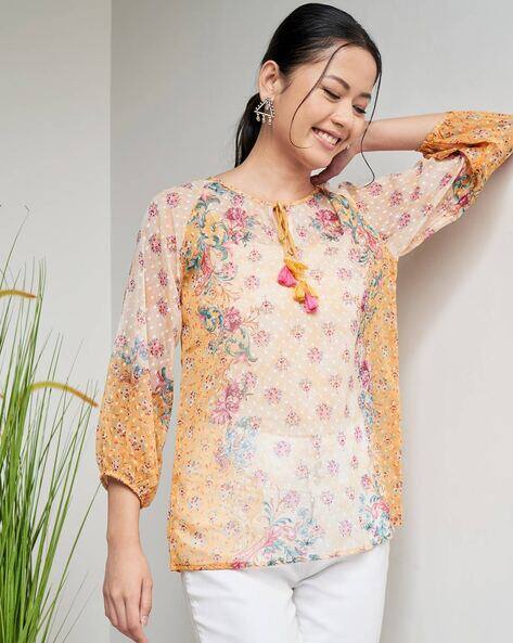 Global Desi Floral Print Top