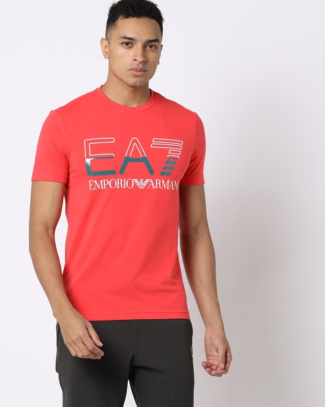 Ea7 red 2024 t shirt