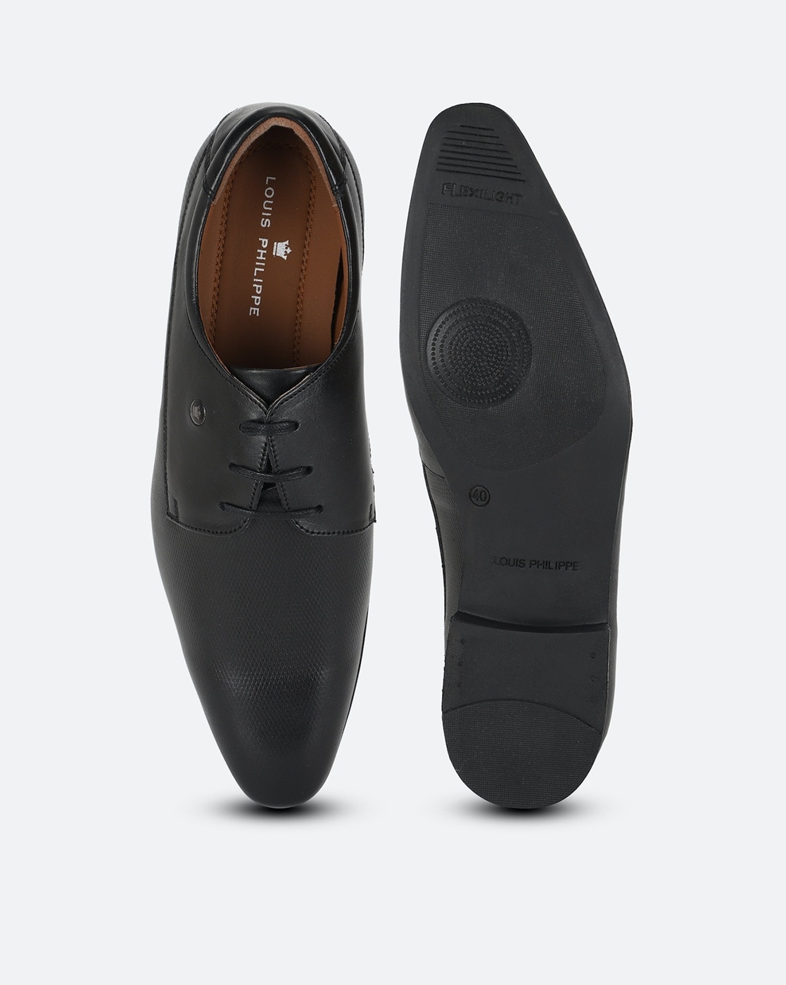 Louis Philippe Men's Black Derby Shoes