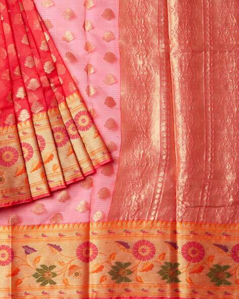 Yellow Block Printed Kota Doria Saree | Sari