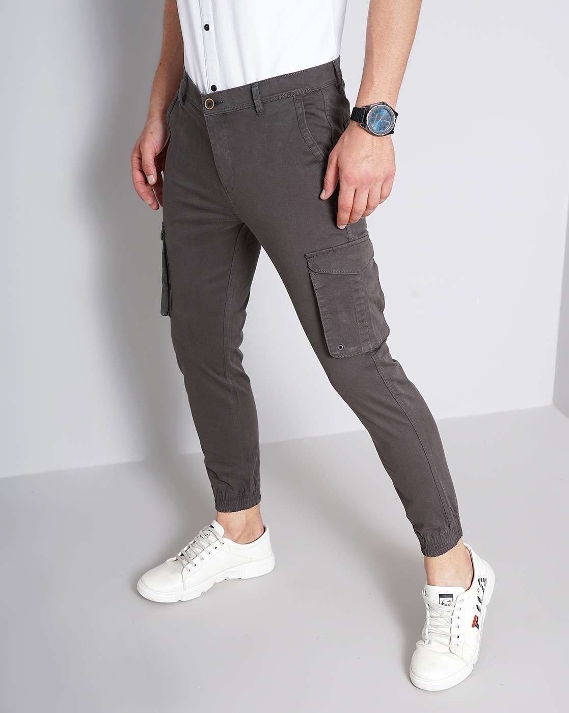 Buy Charcoal Grey Slim Cotton Stretch Cargo Trousers from the Next UK  online shop