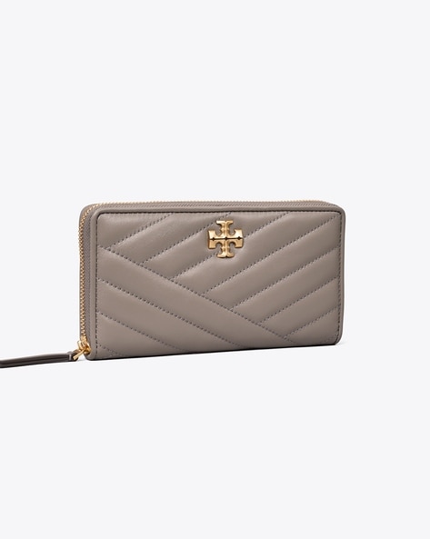 Tory Burch Kira Chevron Zip Wallet - Gray Heron