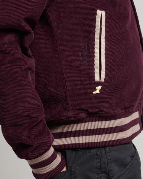 Cotton Fleece Purple Varsity Jacket