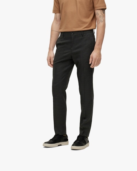 BOSS - Relaxed-fit trousers in virgin wool with front pleats