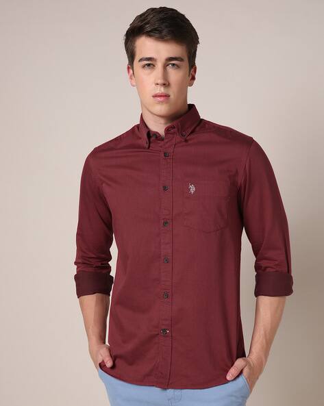 Us men shirts, maroon, m