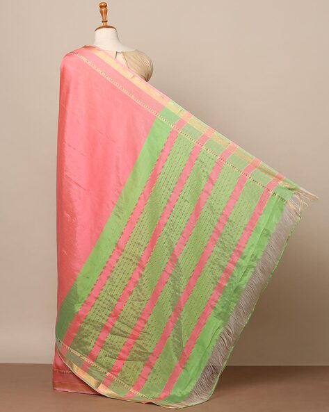 MANAGALAGIRI HANDLOOM COTTON GOLD ZARI SAREE – Weaversdirect