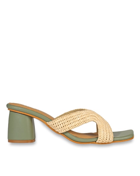 Raffia discount heeled sandals