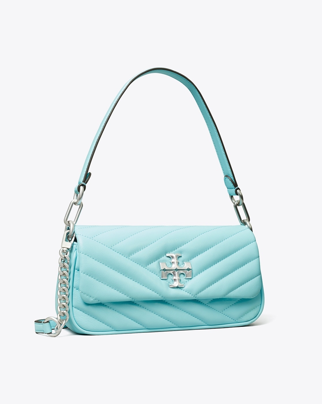 Tory Burch Kira Chevron Textured Small Convertible Shoulder Bag in Blue