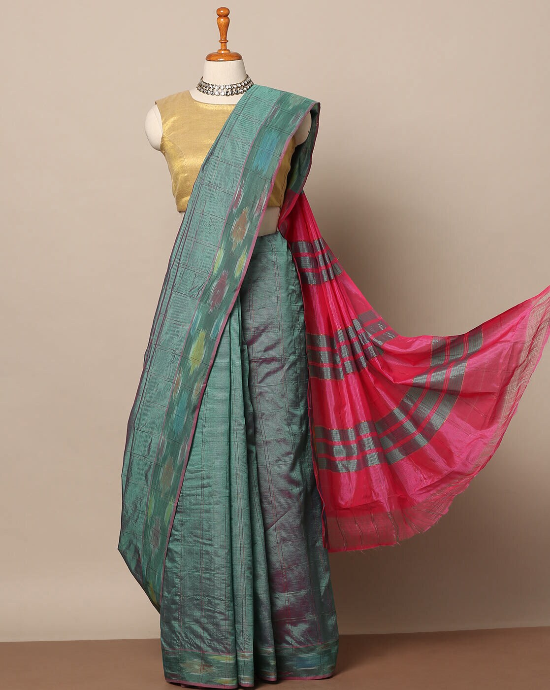 Indo-Western Outfit With Telia Rumal Saree Blouse - Dreaming Loud