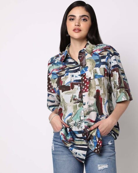 rose print shirt womens