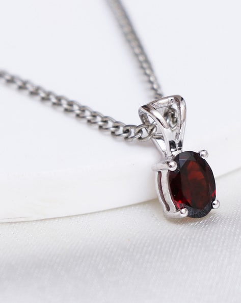 Peora Red Garnet Pendant Necklace Sterling Silver Round Shape 2.5 Carats |  Verishop
