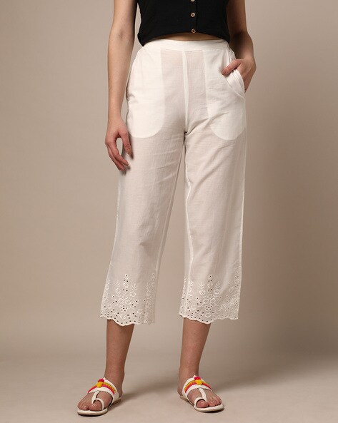 Semi-Elasticated Pants with Embroidery Price in India