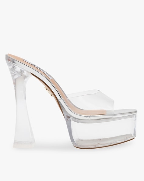 Clear platform chunky online heels