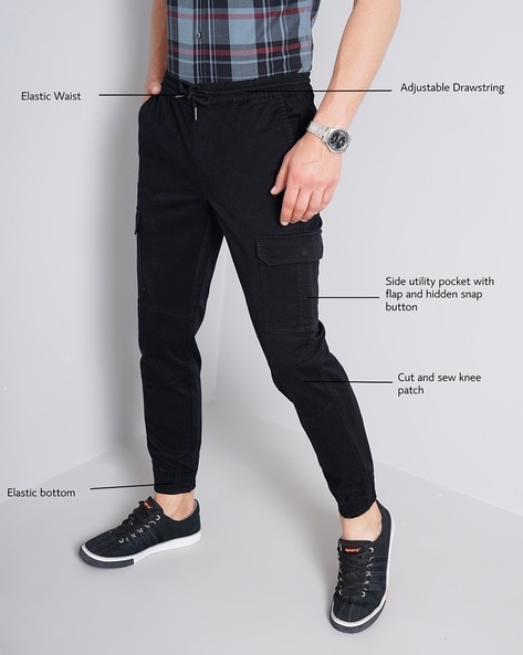 HUGO - Regular-fit cargo trousers with stacked-logo strap