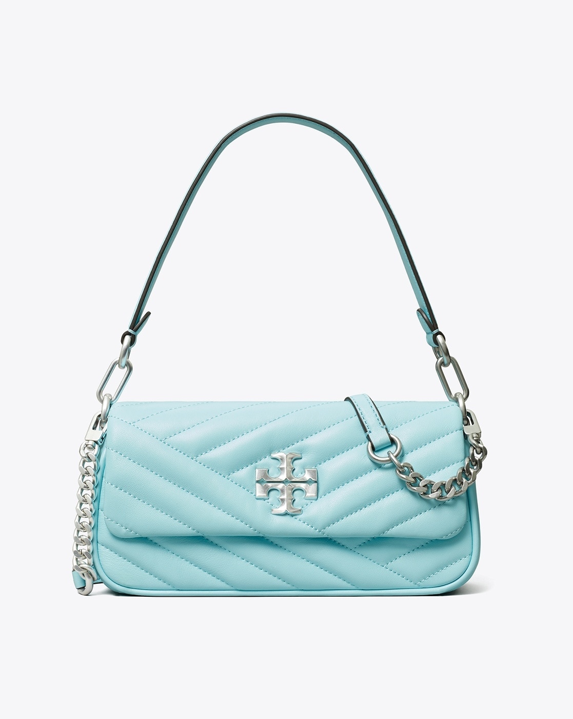 Tory Burch Kira Chevron Textured Small Convertible Shoulder Bag in Blue