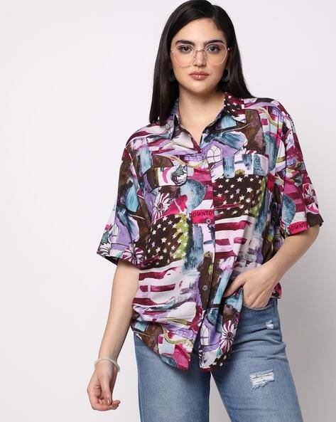 rose print shirt womens
