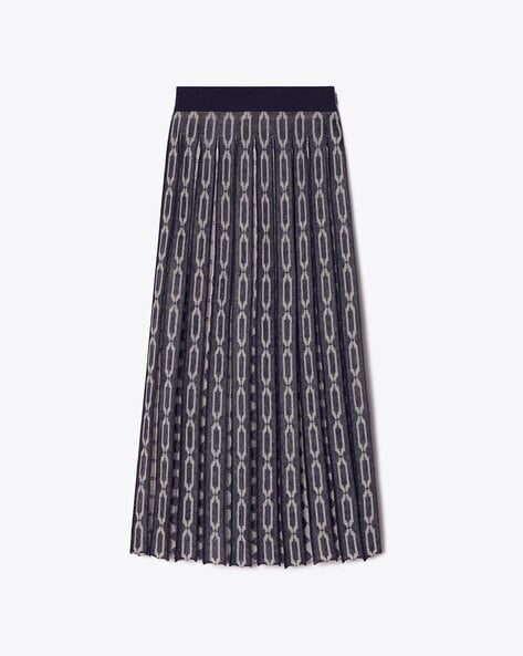 Link Jacquard Front Slit Pencil Skirt