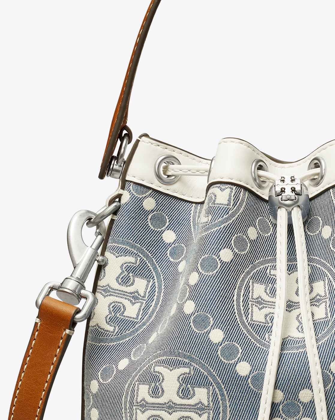 T Monogram Denim Bucket Bag: Women's Designer Crossbody Bags