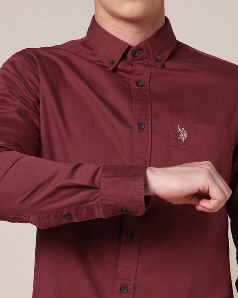 Us men shirts, maroon, m