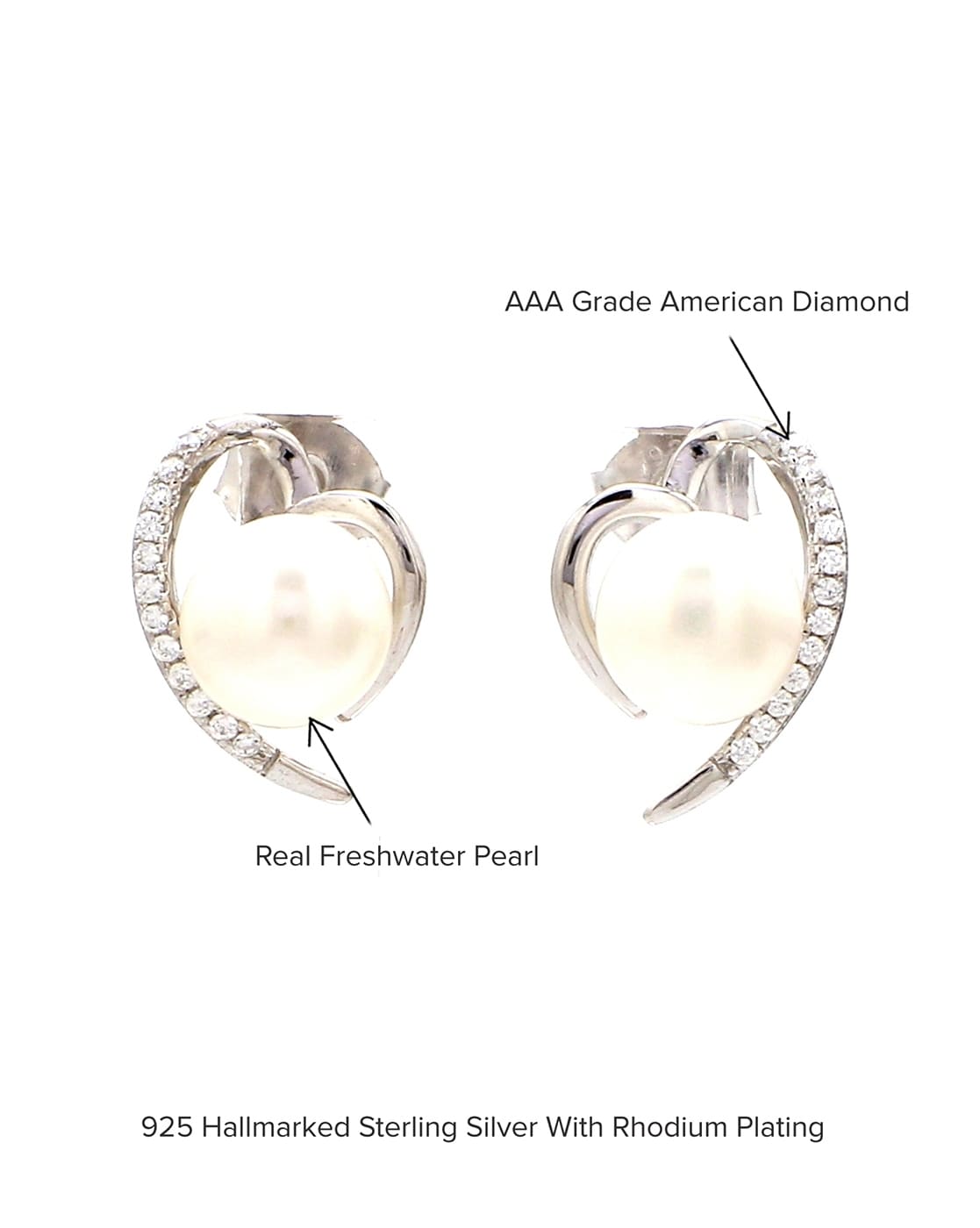 Buy 925 Silver White Freshwater Pearl Gemstone Earrings | Jewelpin