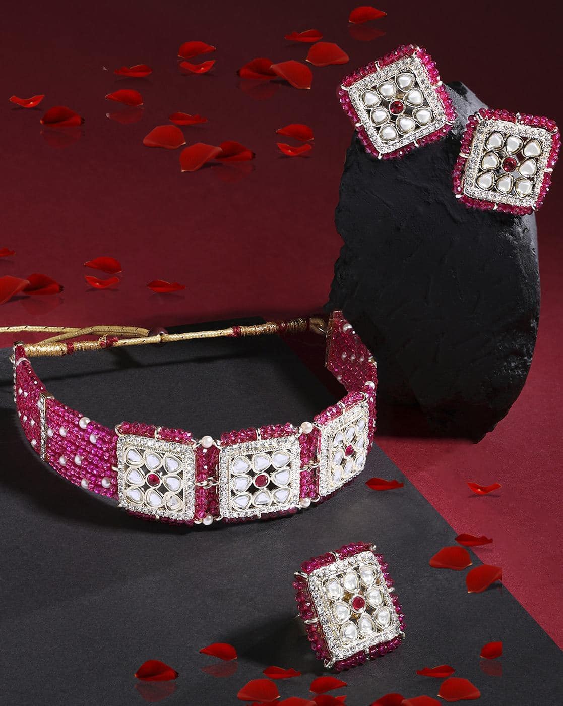 Buy Pink FashionJewellerySets for Women by ZAVERI PEARLS Online