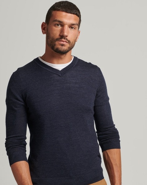 Superdry v neck jumper mens sale