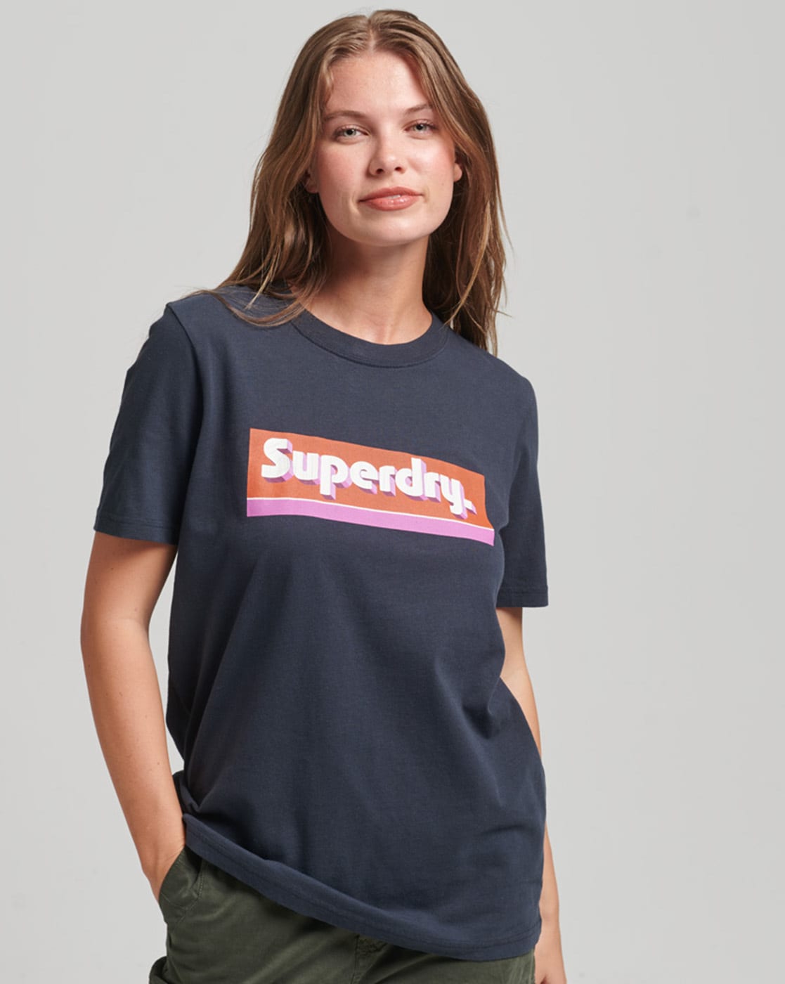 Vintage Logo Block Emboss Glitter Entry T-Shirt - Superdry
