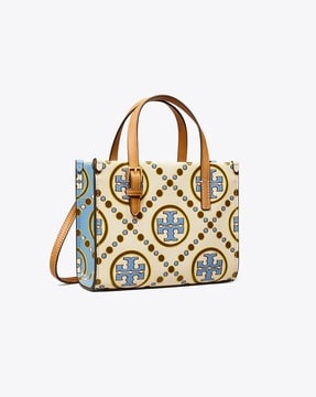 Shop Tory Burch Mini T Monogram-Embossed Leather Tote Bag