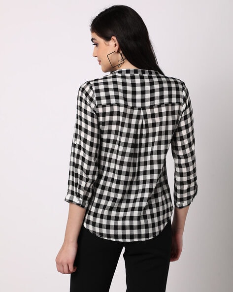 womens black and white gingham shirt