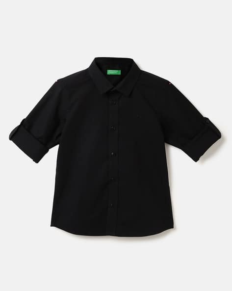 Solid Spread Collar Shirt