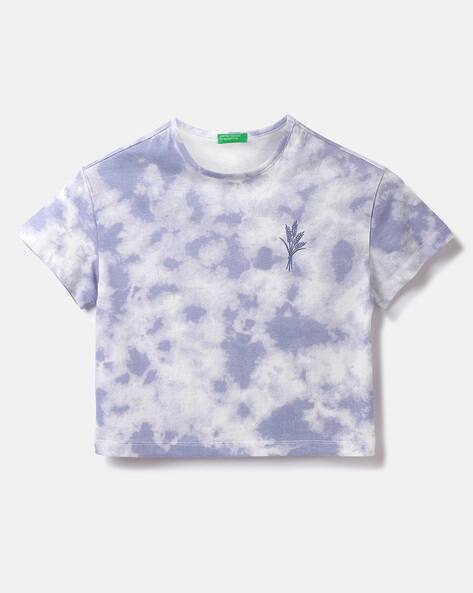 UNITED COLORS OF BENETTON Tie & Dye Round-Neck Crop T-Shirt