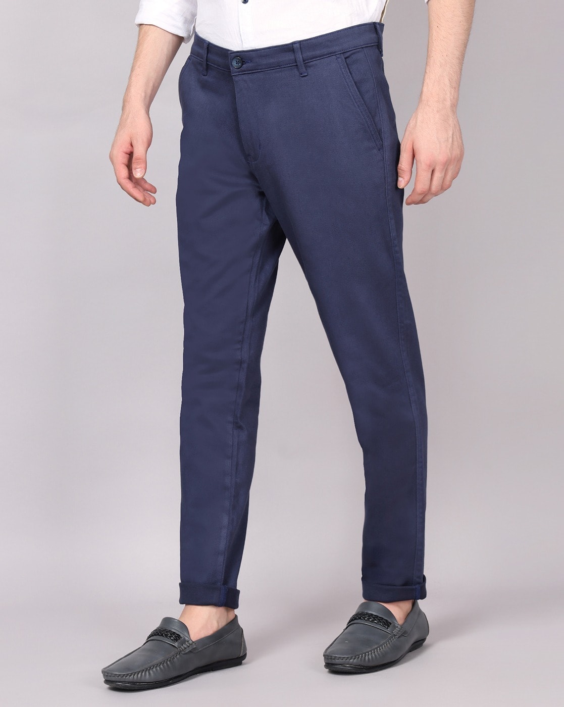 Buy Mens Cotton Linen Navy Blue Trousers Online | Merchant Marine