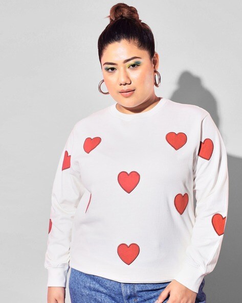 Heart print sweatshirt online