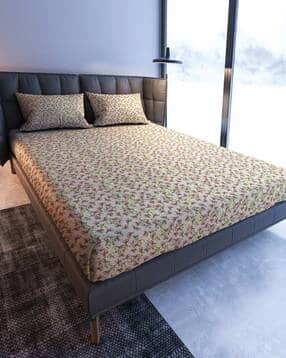 mayfair homes london 108TC Floral Print Double Bedsheet Set-picture-21