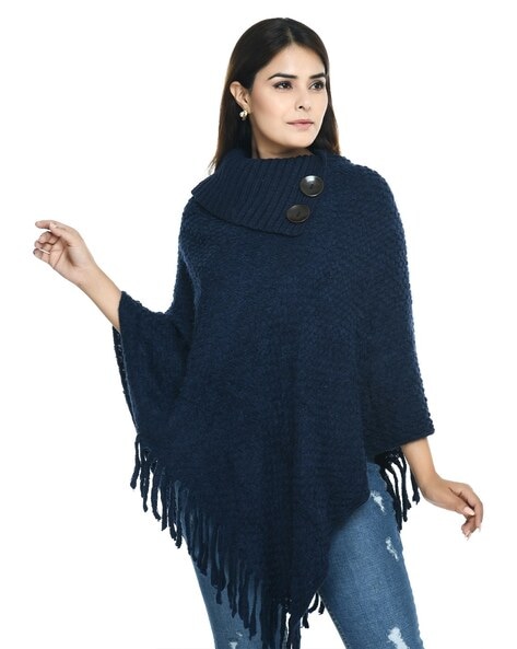 High-Neck Warm Poncho Price in India