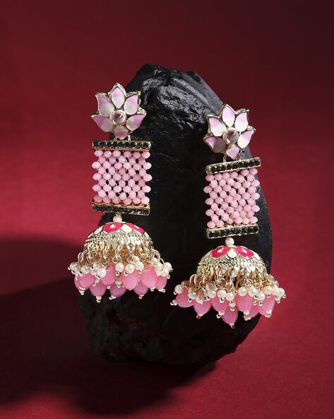 Amazon.com: Efulgenz Indian Jewelry Bollywood Ear Chain Jhumka Earrings  Crystal Kundan Beaded Dangle Jhumki Earrings with Head Chain for Women  (Gold): Clothing, Shoes & Jewelry