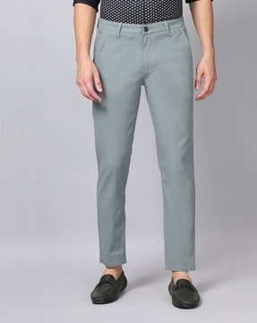 MENS LT GREY SOLID TAPERED FIT TROUSER  JDC Store Online Shopping