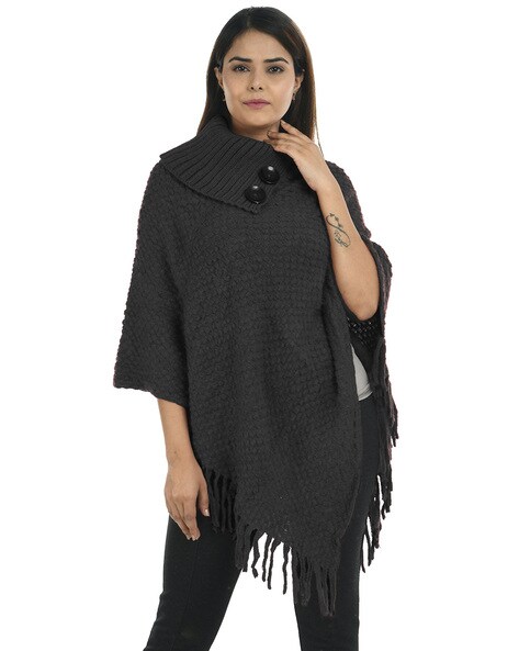Acro Woolen High-Neck Poncho with Tassels Price in India