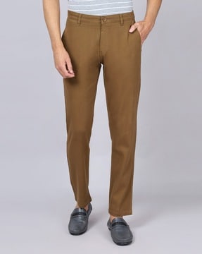 Buy VAN HEUSEN Khaki Womens 3 Pocket Solid Formal Pants  Shoppers Stop