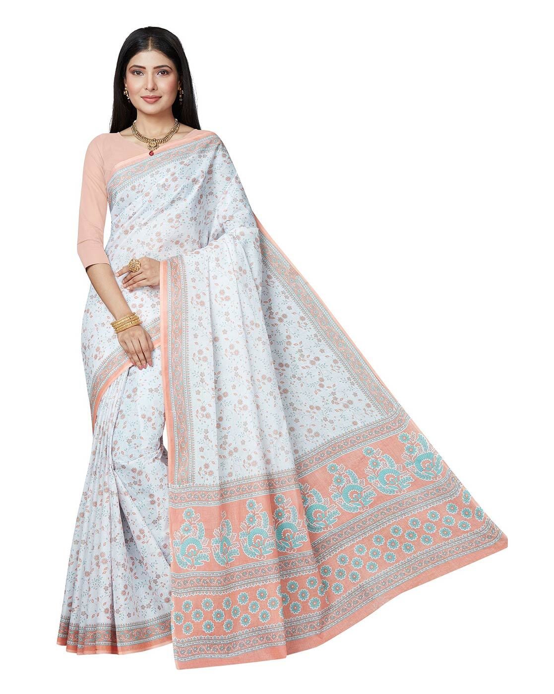 Buy New Designer Saree Women's White Colour Chanderi Cotton Saree With  Jacquard Fabric Border & Blouse Sarees Online at Low Prices in India -  Paytmmall.com